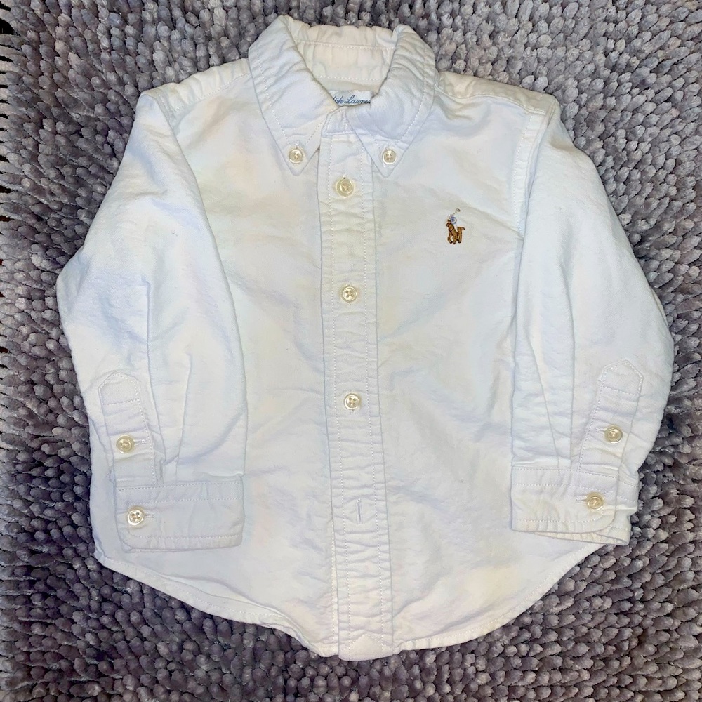 Ralph Lauren White Oxford Button-Up Shirt 12M